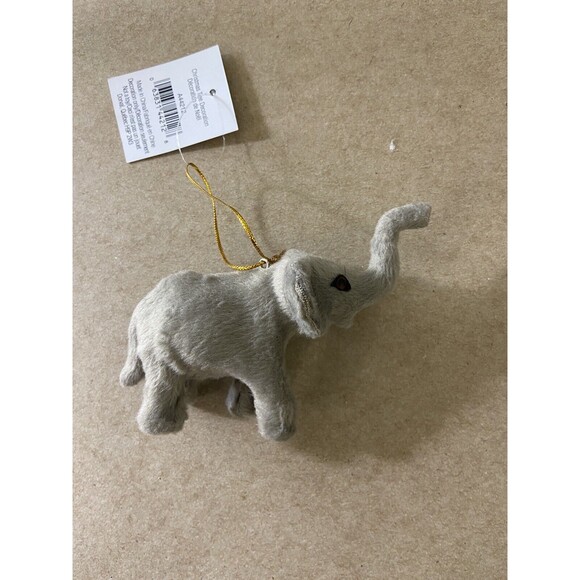 Silver Tree Grey Furry Elephant Christmas Ornament NWT's Gift - Picture 4 of 9